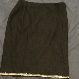 Elegant Black Skirt with Pearl Detail